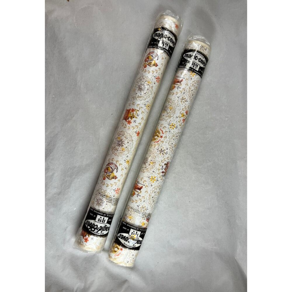 Magic Cover Vinyl Shelf Liner 2 Rolls Americana Print New Old Stock Vintage 70s